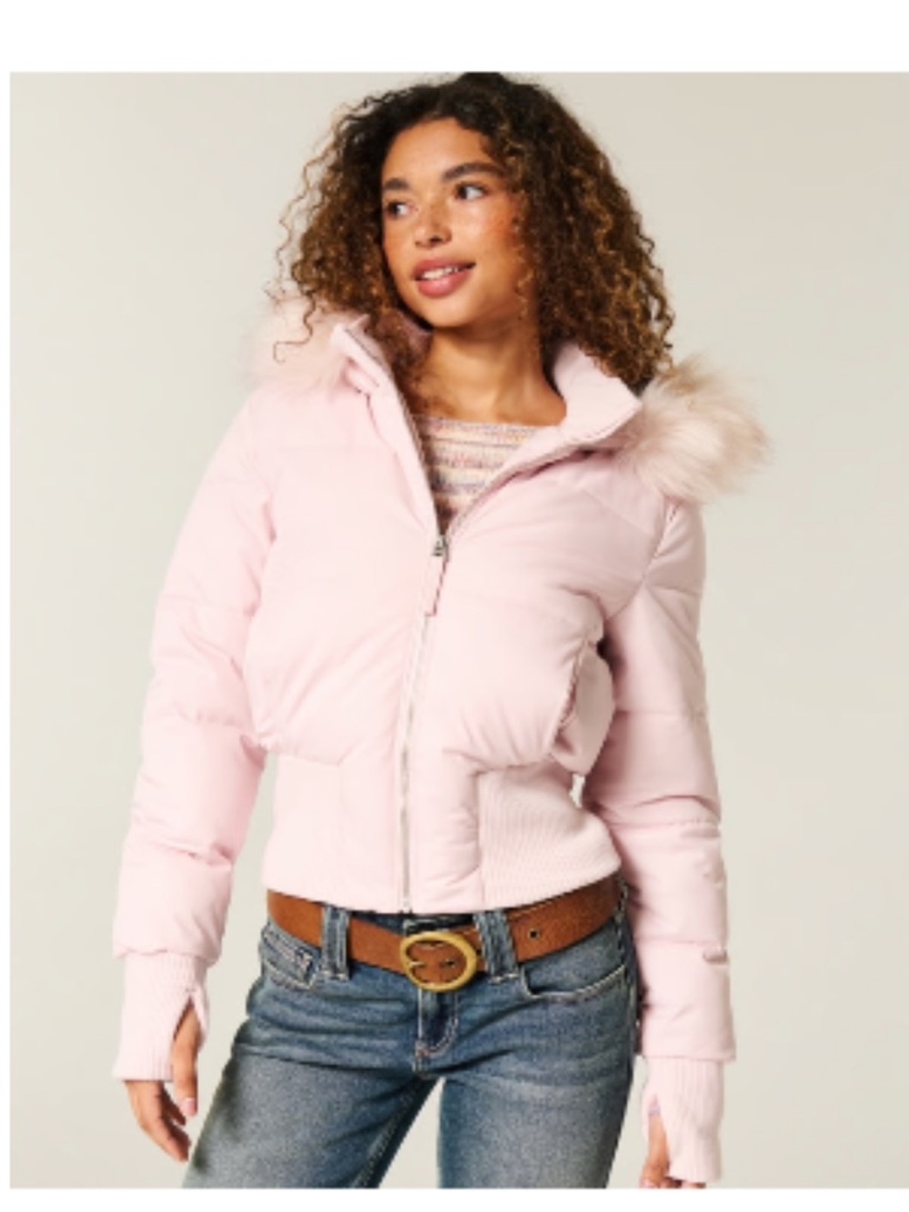 Hollister Women's Faux Fur Trim Puffer Bomber Jacket - XS - NWT!